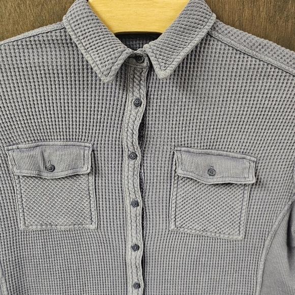 Aerie LumberJane Waffle Shirt Oversized Relaxed Size S Purple Blue - Picture 3 of 11